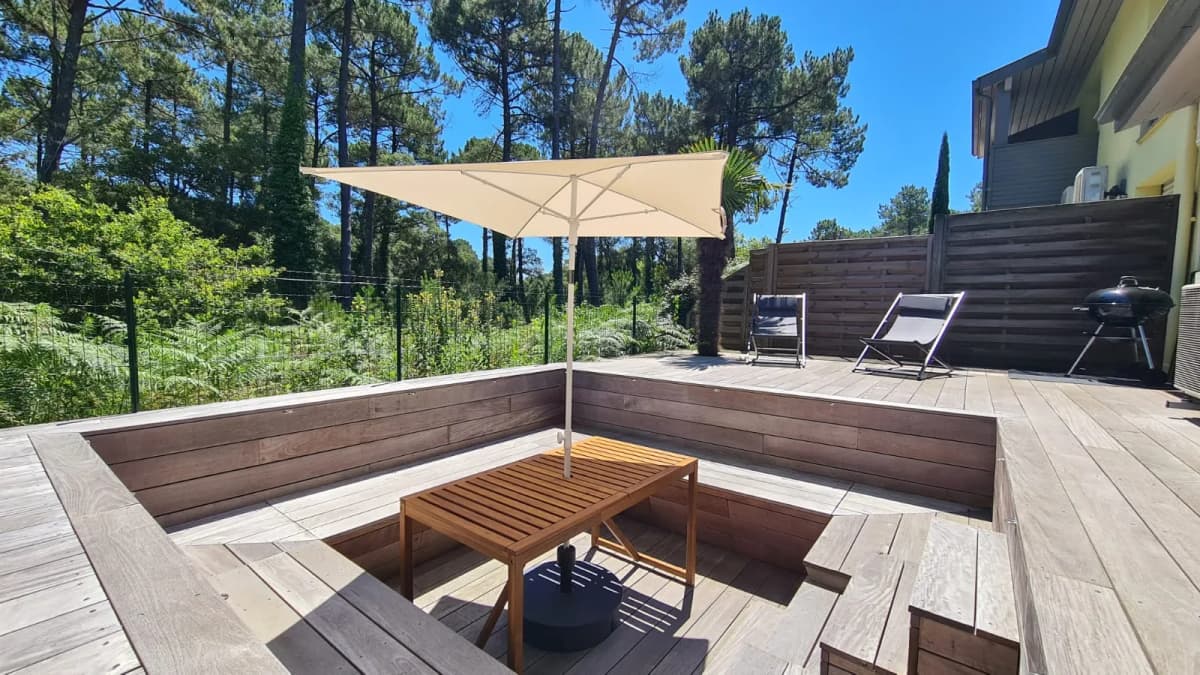 Maison T3 climatisée, plage, forêt, golf, parking privé